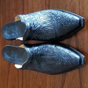 Old Gringo Black Heeled Leather Mules. Size 9.